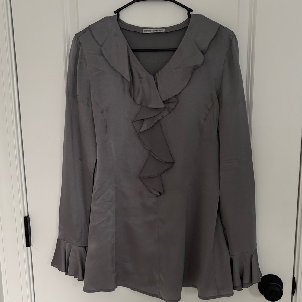 Emporio Armani Silver Ruffled Blouse